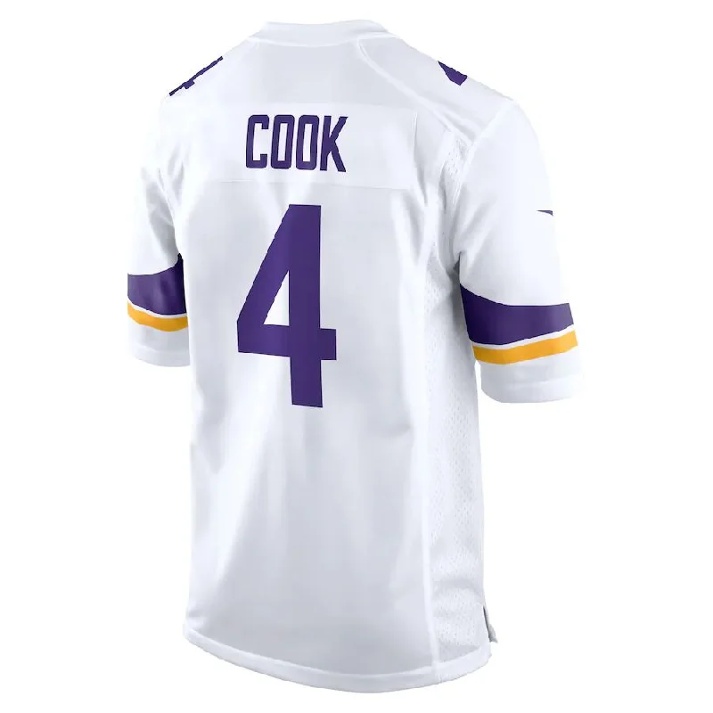 Custom Rugby Jerseys With Bold Colors & Prints-MN.Vikings #4 Dalvin Cook White Game Jersey Stitched American Football Jerseys