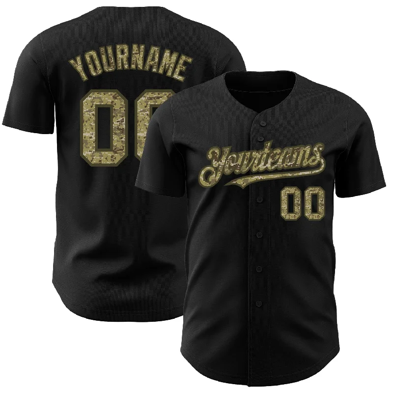 Custom Baseball Jerseys For Sports Leagues-Custom Black Camo-Olive Authentic Baseball Jersey