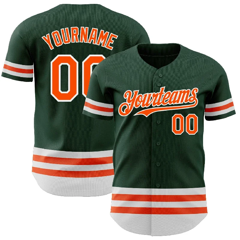 Personalized Baseball Jerseys For Supporters & Fans-Custom Green Orange-White Line Authentic Baseball Jersey