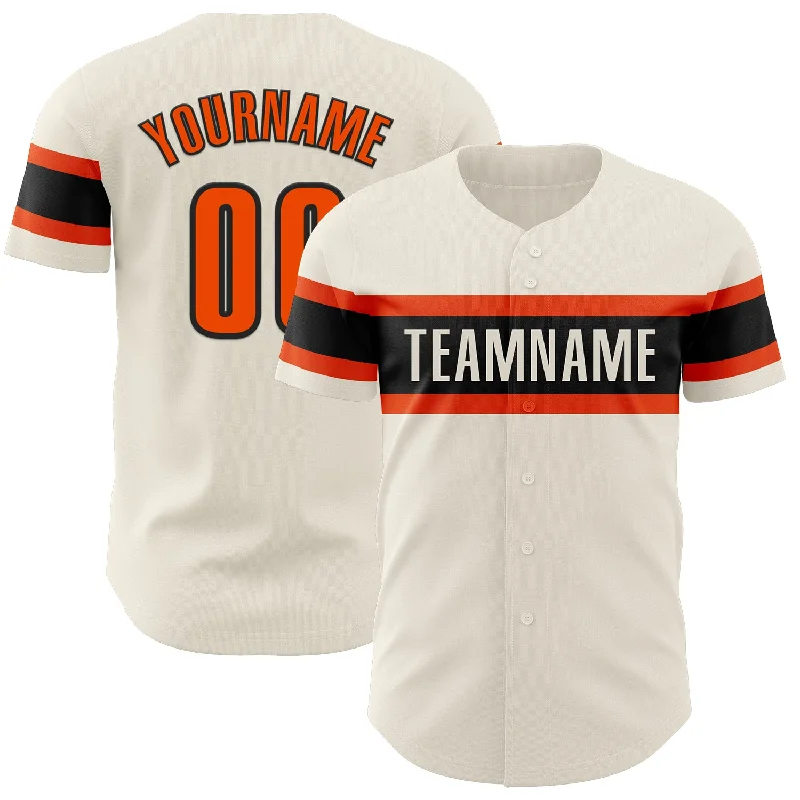 Custom Baseball Jerseys For Schools-Custom Cream Orange-Black Authentic Baseball Jersey