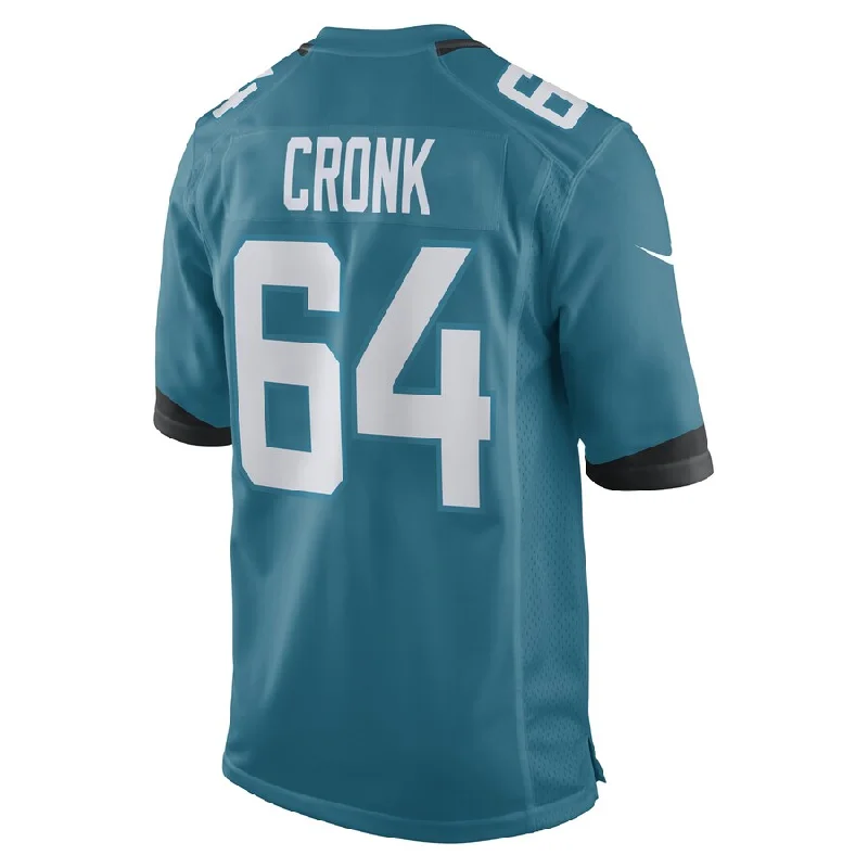 Rugby Jerseys For Social Events-J.Jaguars #64 Coy Cronk Teal Game Player Jersey Stitched American Football Jerseys