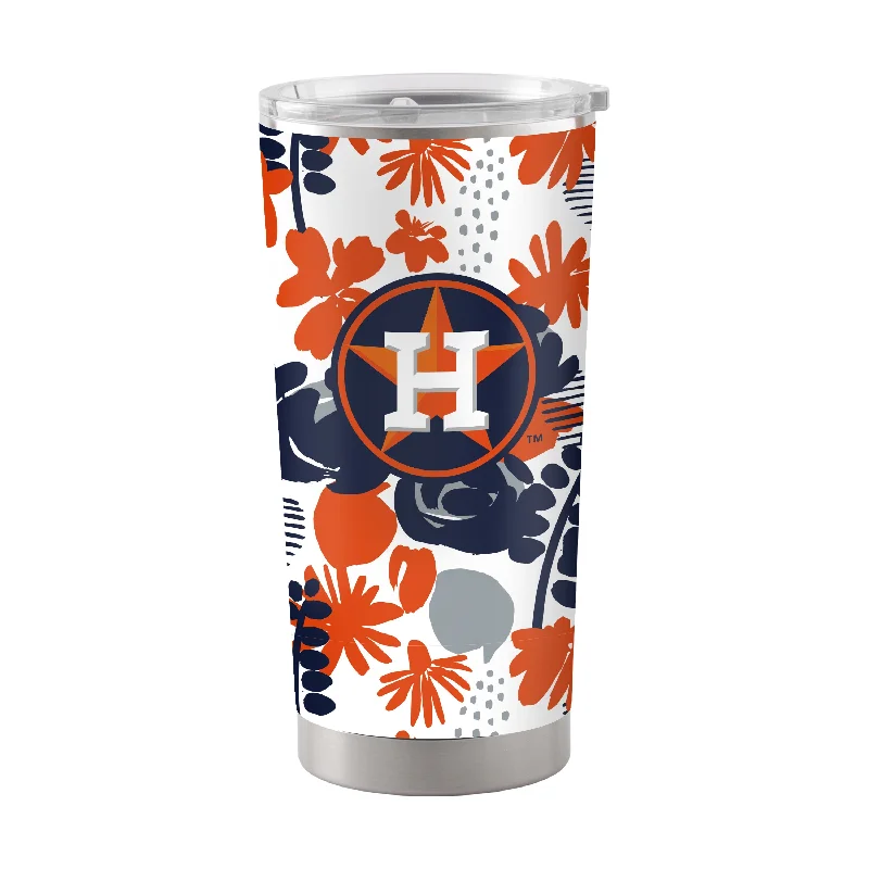 Personalized Team Mugs With Player Numbers-Houston Astros 20oz Floral Stainless Steel Tumbler