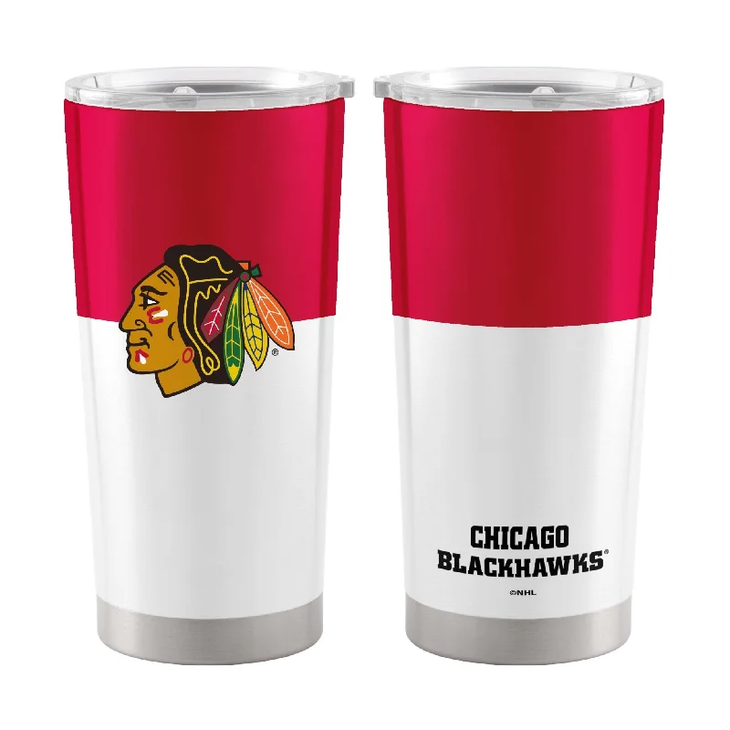 Custom Team Mugs With Personalized Artwork-Chicago Blackhawks 20oz Colorblock Stainless Tumbler