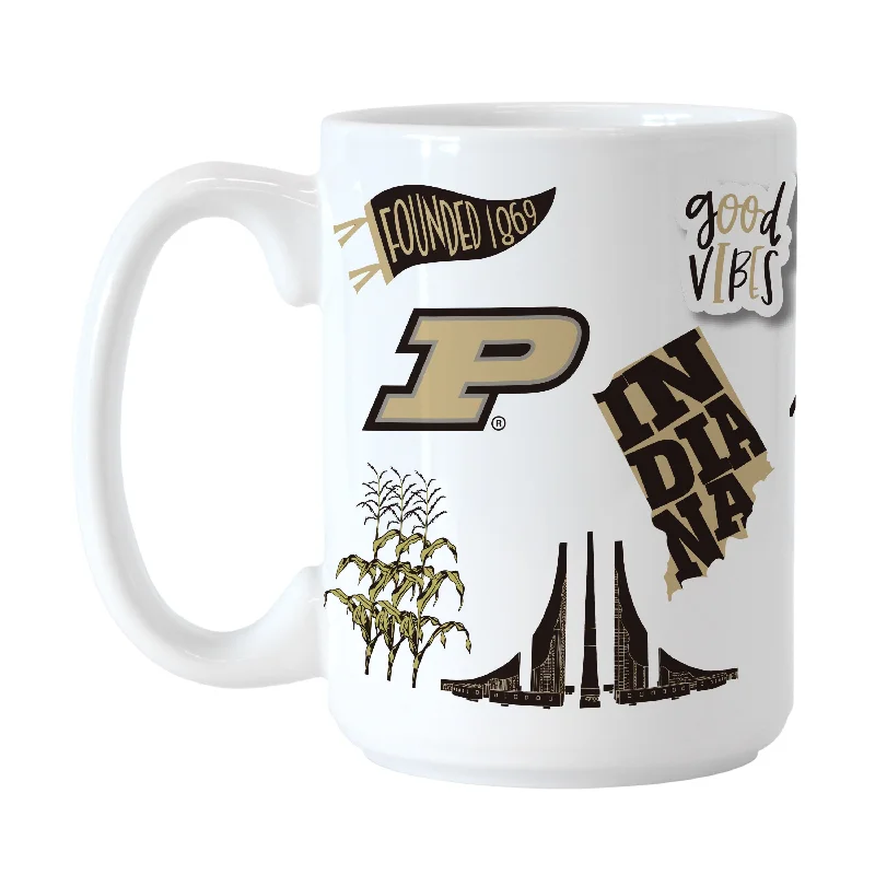 Team Mugs For Team Recognition & Awards-Purdue 15oz Native Sublimated Mug