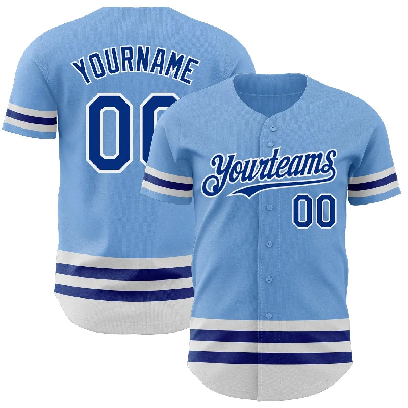 Baseball Jerseys With Bold Custom Logos-Custom Light Blue Royal-White Line Authentic Baseball Jersey