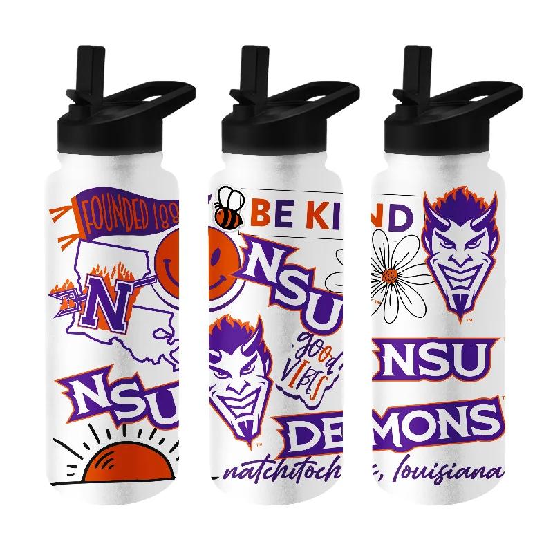 Personalized Team Mugs For Holiday Promotions-Northwestern State 34oz Native Quencher Bottle