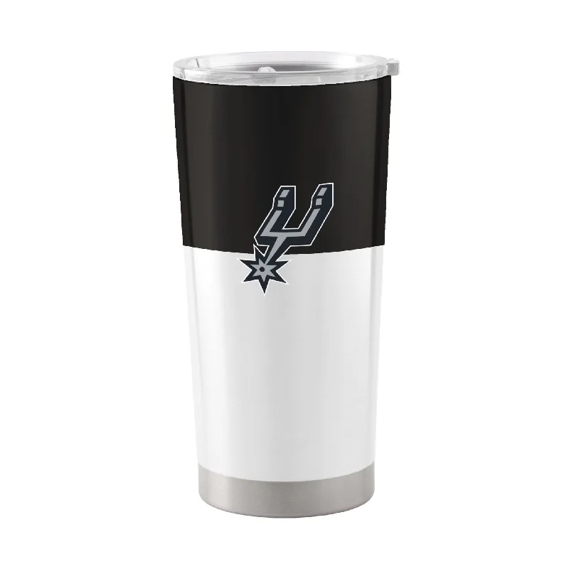 Custom Team Mugs For School Teams-San Antonio Spurs Colorblock 20oz Stainless Tumbler