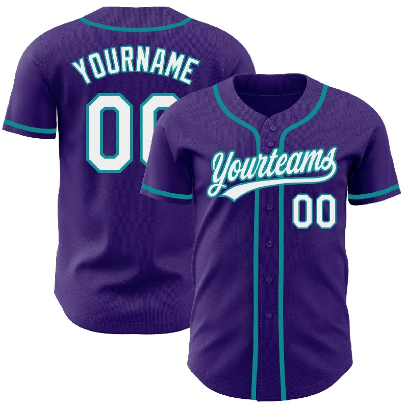 Custom Baseball Jerseys For Limited Editions & Collectibles-Custom Purple White-Teal Authentic Baseball Jersey