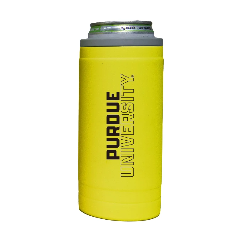 Custom Team Mugs For Official Team Apparel-Purdue 12oz Cru Stacked Soft Touch Slim Coolie