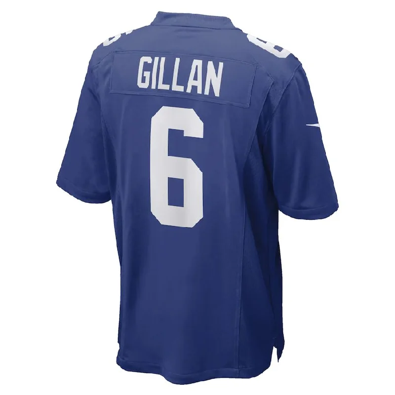 Custom Rugby Jerseys For Schools-NY.Giants #6 Jamie Gillan Royal Game Player Jersey Stitched American Football Jerseys