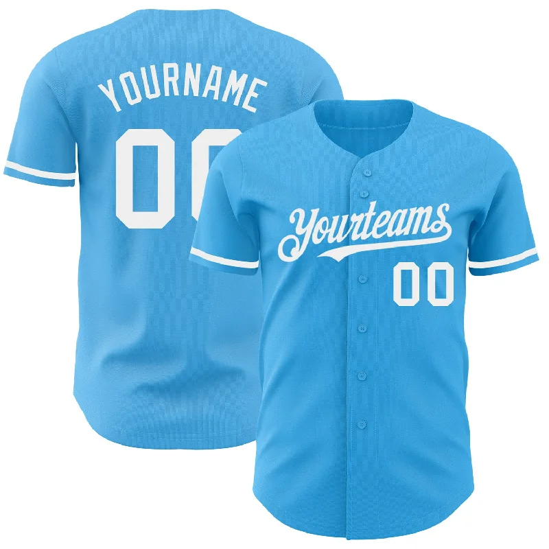 Personalized Baseball Jerseys For Summer Tournaments-Custom Sky Blue White Authentic Baseball Jersey