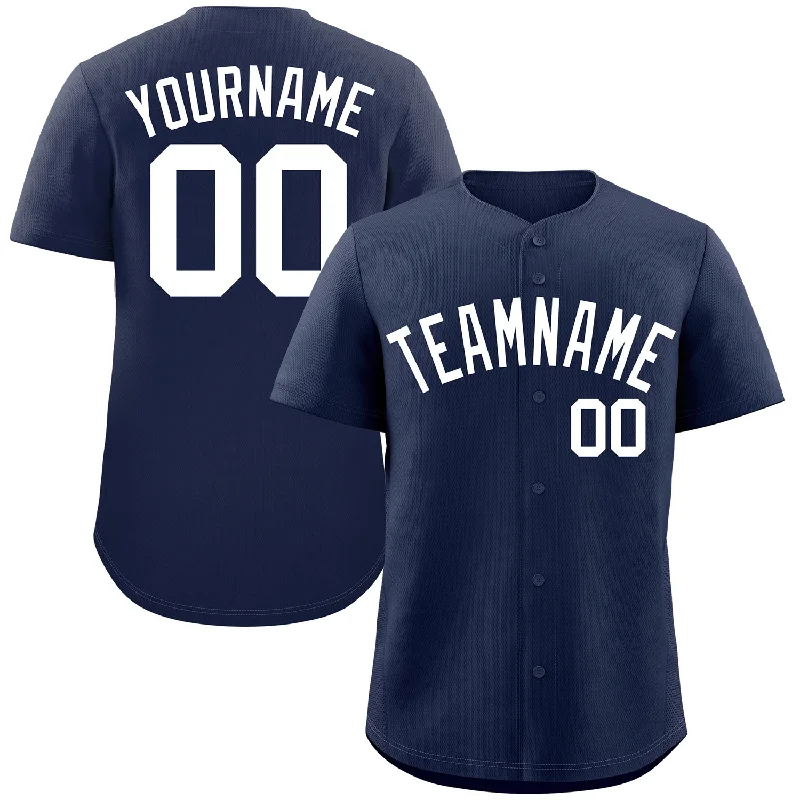 Custom Baseball Jerseys For Local Competitions-Custom Navy White Classic Style Authentic Baseball Jersey