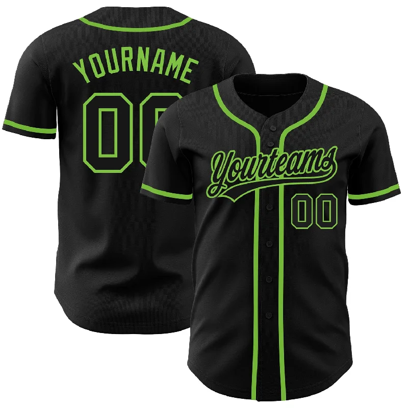 Baseball Jerseys With Custom Team Colors & Patterns-Custom Black Black-Neon Green Authentic Baseball Jersey