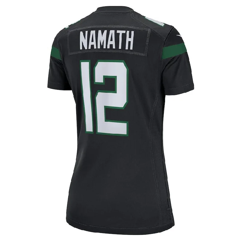 Personalized Rugby Jerseys With Custom Embroidery-NY.Jets #12 Joe Namath  Black Retired Player Jersey Stitched American Football Jerseys