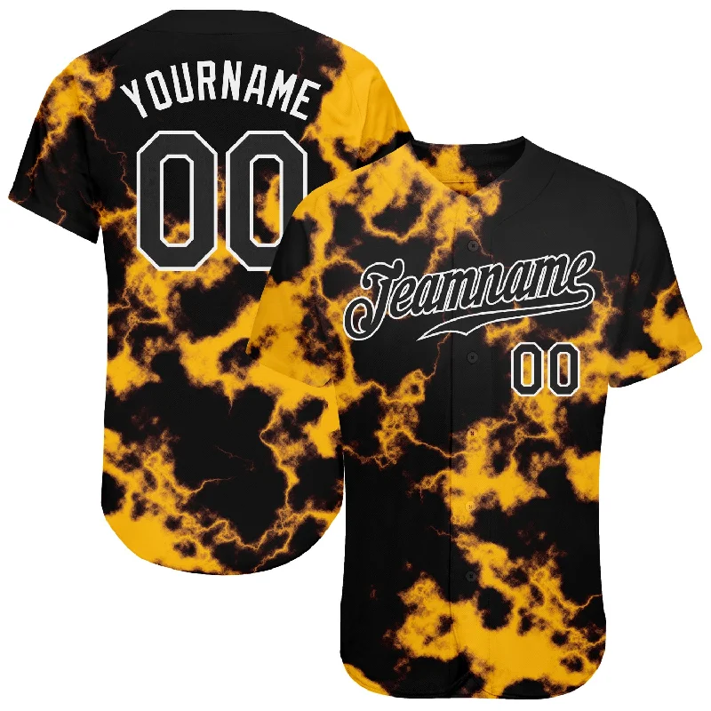 Personalized Baseball Jerseys For Club Competitions-Custom Tie Dye Black-White 3D Authentic Baseball Jersey