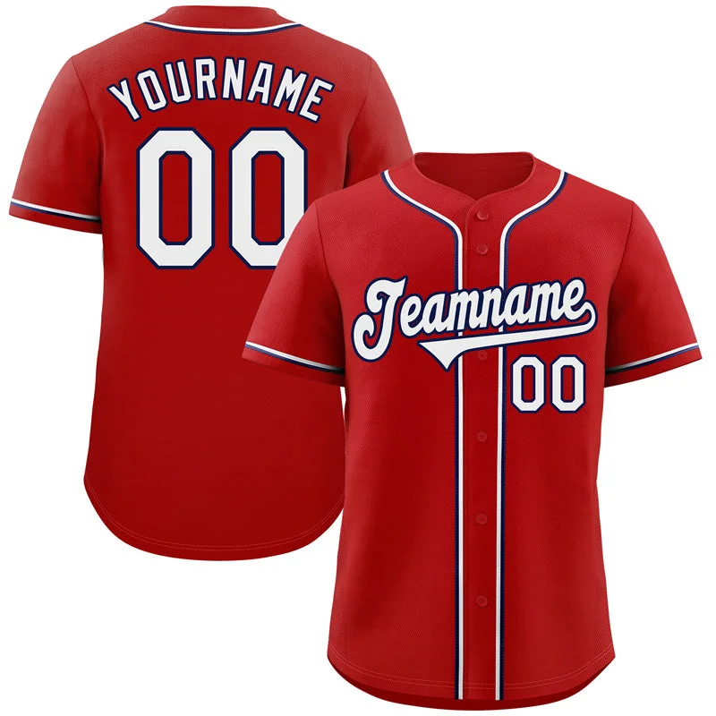 Personalized Baseball Jerseys For Limited Editions-Custom Red White-Navy Classic Style Authentic Baseball Jersey