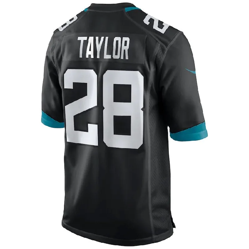 Custom Rugby Jerseys For School Spirit-J.Jaguars #28 Fred Taylor Black Game Retired Player Jersey Stitched American Football Jerseys