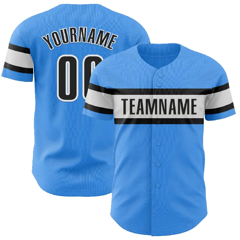 Personalized Baseball Jerseys For Tournament Gifts-Custom Electric Blue Black-White Authentic Baseball Jersey