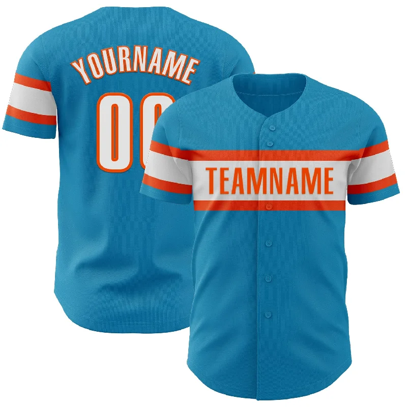 Custom Baseball Jerseys For Holiday Gifts-Custom Panther Blue White-Orange Authentic Baseball Jersey