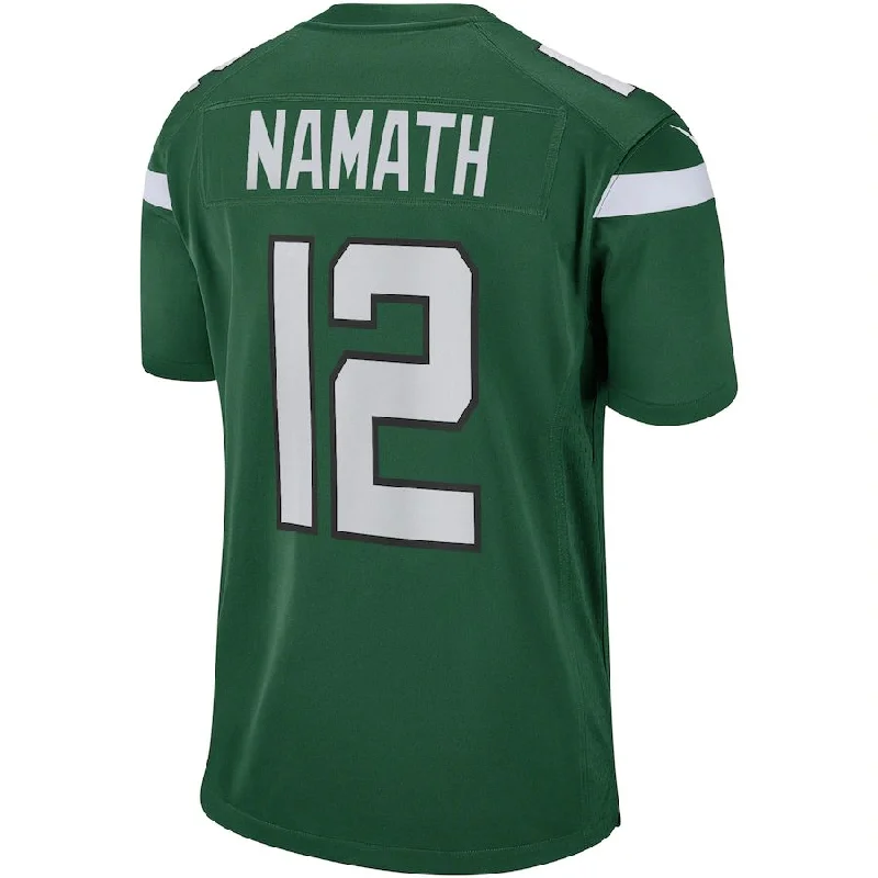 Custom Rugby Jerseys With Number and Name-NY.Jets #12 Joe Namath Gotham Green Game Retired Player Jersey Stitched American Football Jerseys