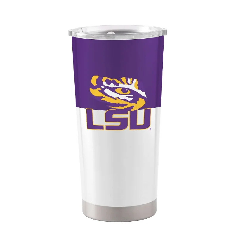 Custom Team Mugs With Exclusive Designs-LSU 20oz Colorblock Stainless Tumbler