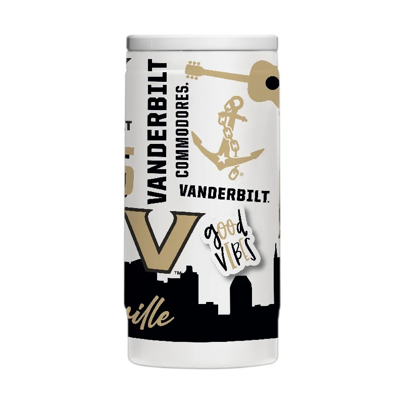 Personalized Team Mugs For Holiday Promotions-Vanderbilt 12oz Native Powder Coat Slim Can Coolie