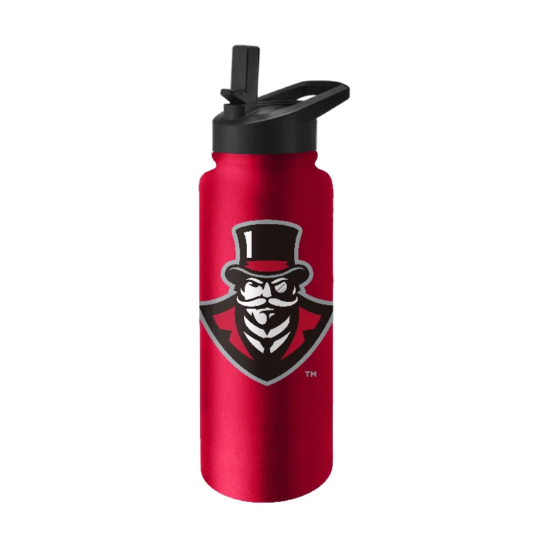 Custom Team Mugs For Sports Teams-Austin Peay State 34oz Logo Quencher Bottle