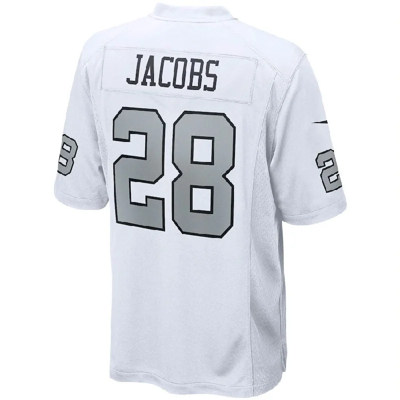 Rugby Jerseys With Customized Designs For Supporters-LV.Raiders #28 Josh Jacobs White Alternate Game Jersey Stitched American Football Jerseys