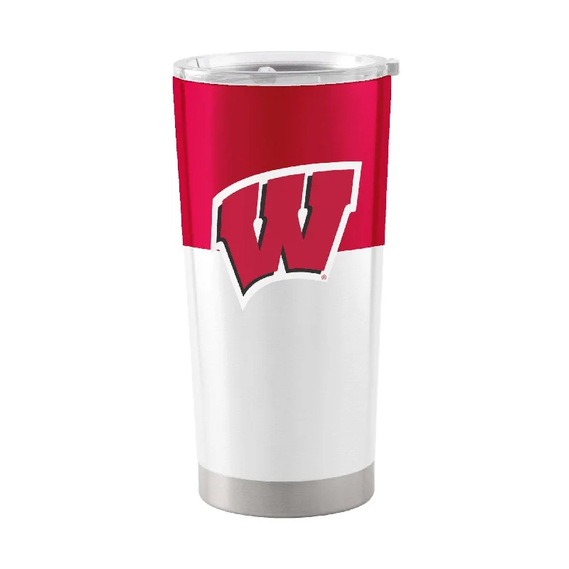 Team Mugs For Event Sponsorship-Wisconsin Colorblock 20oz Stainless Tumbler