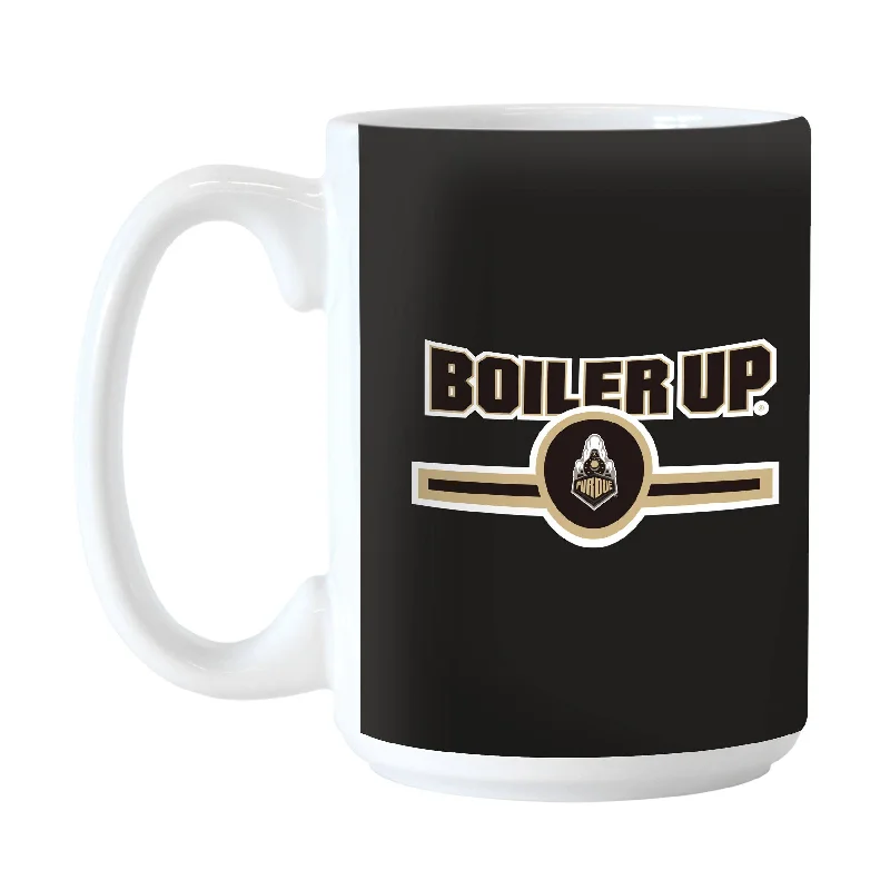 Team Mugs With Custom Logos-Purdue 15oz Letterman Sublimated Mug