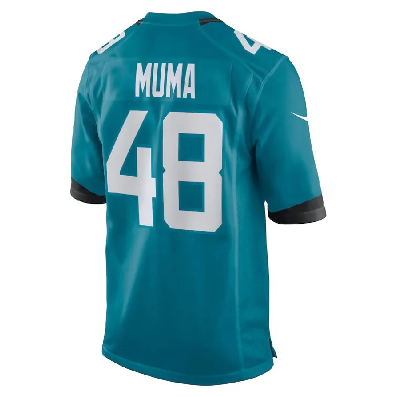 Custom Rugby Jerseys With Vintage Looks-J.Jaguars #48 Chad Muma Teal Game Jersey Stitched American Football Jerseys