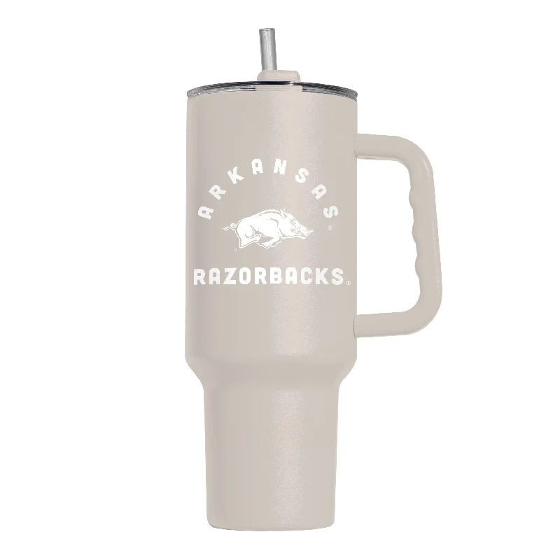 Custom Team Mugs For Local Teams-Arkansas 40oz Archway Sand Powder Coat Tumbler