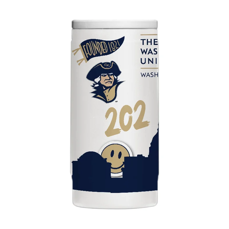 Team Mugs For Corporate Event Giveaways-George Washington 12oz Native Powder Coat Slim Can Coolie