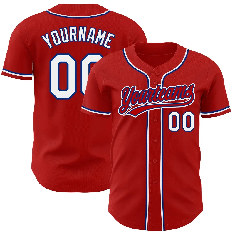 Personalized Baseball Jerseys For Custom Fit-Custom Red White-Royal Authentic Baseball Jersey