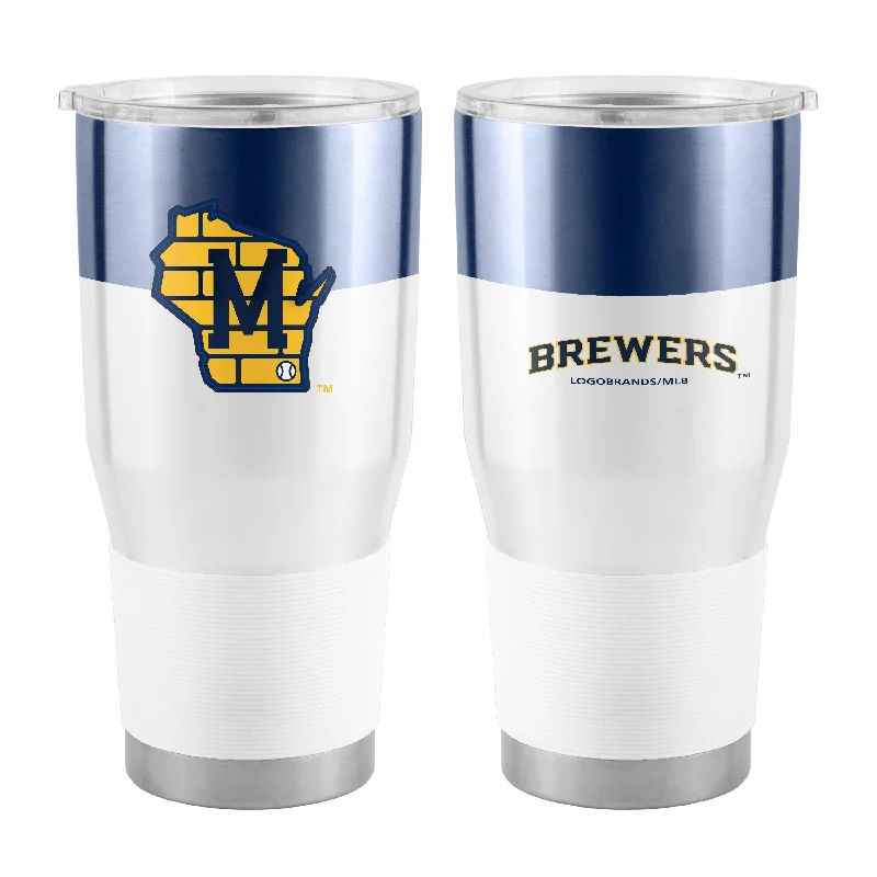 Personalized Team Mugs-Milwaukee Brewers 30oz Colorblock Stainless Steel Tumbler