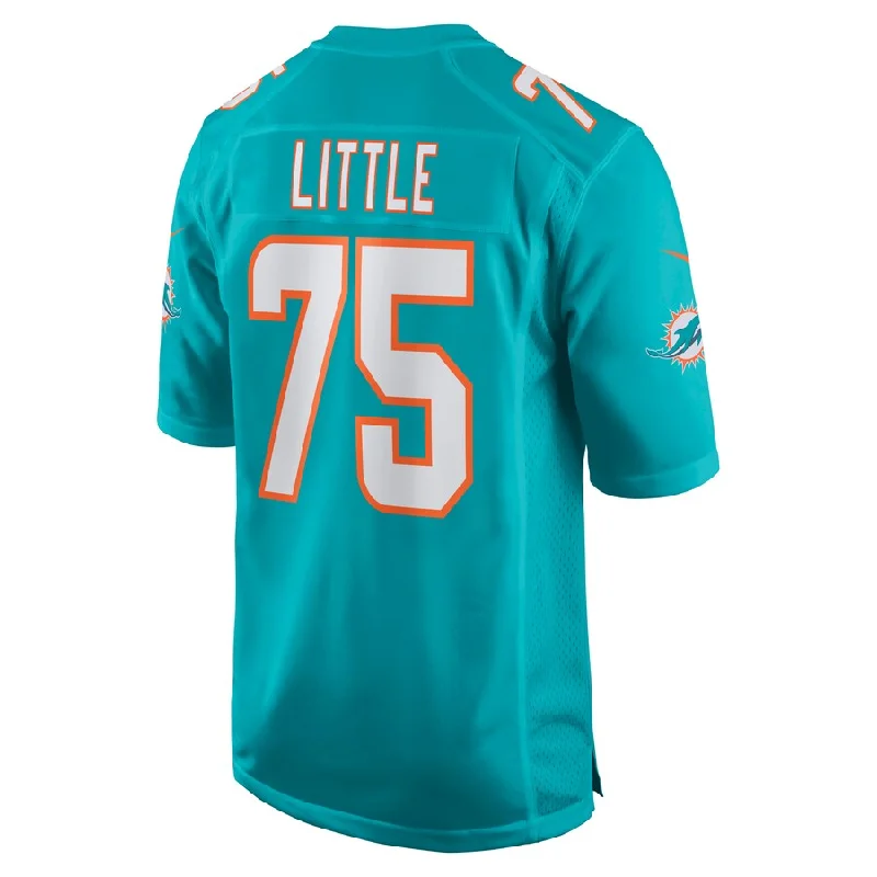 Rugby Jerseys With Special Event Customization-M.Dolphins #75 Greg Little Aqua Game Jersey Stitched American Football Jerseys