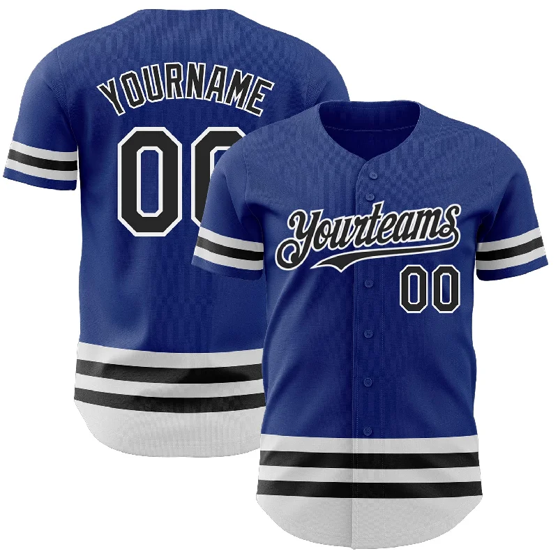 Personalized Baseball Jerseys For Gift Giving-Custom Royal Black-White Line Authentic Baseball Jersey