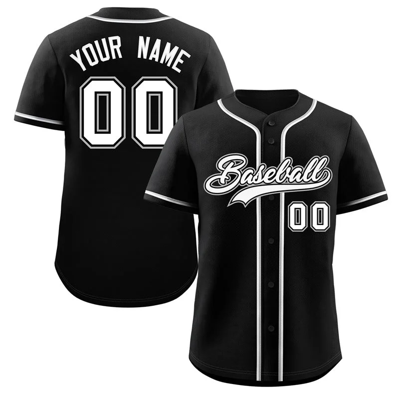 Baseball Jerseys For School Fundraisers-Custom Black White-Gray Classic Style Authentic Baseball Jersey