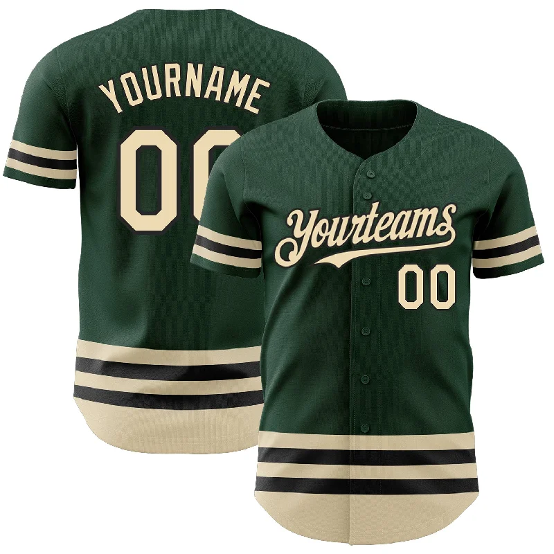 Baseball Jerseys For Fundraising Campaigns-Custom Green Cream-Black Line Authentic Baseball Jersey