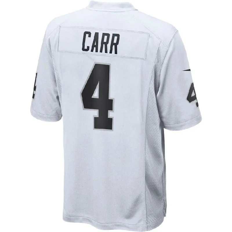 Personalized Rugby Jerseys With Player Names & Logos-LV.Raiders #4 Derek Carr White Game Jersey Stitched American Football Jerseys