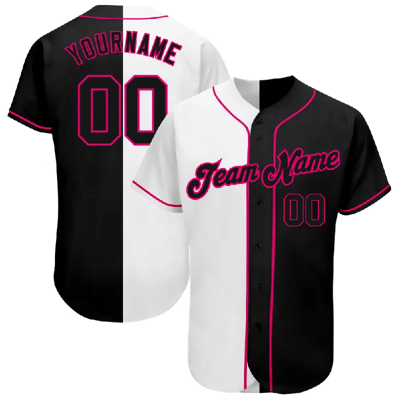 Custom Baseball Jerseys For Charity Events-Custom White-Black Pink Authentic Split Fashion Baseball Jersey