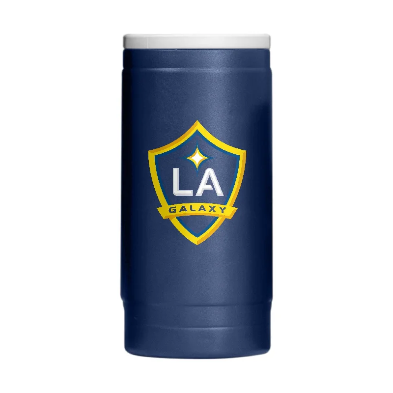 Custom Team Mugs For Employee Recognition-Los Angeles Galaxy 12oz Flipside Powder Coat Slim Can Coolie