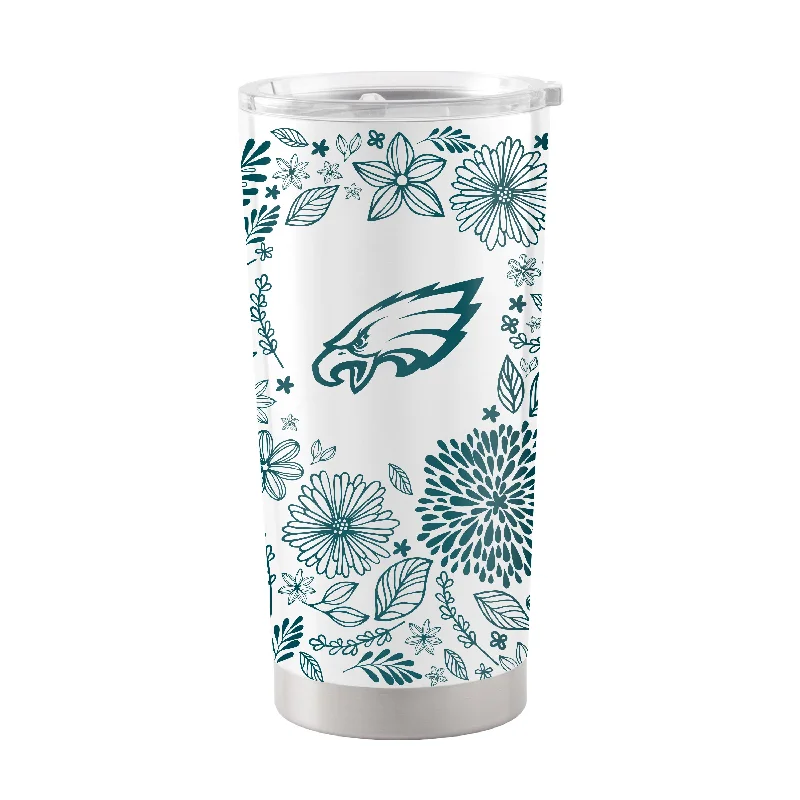 Team Mugs With Player Names-Philadelphia Eagles 20oz Botanical Stainless Steel Tumbler