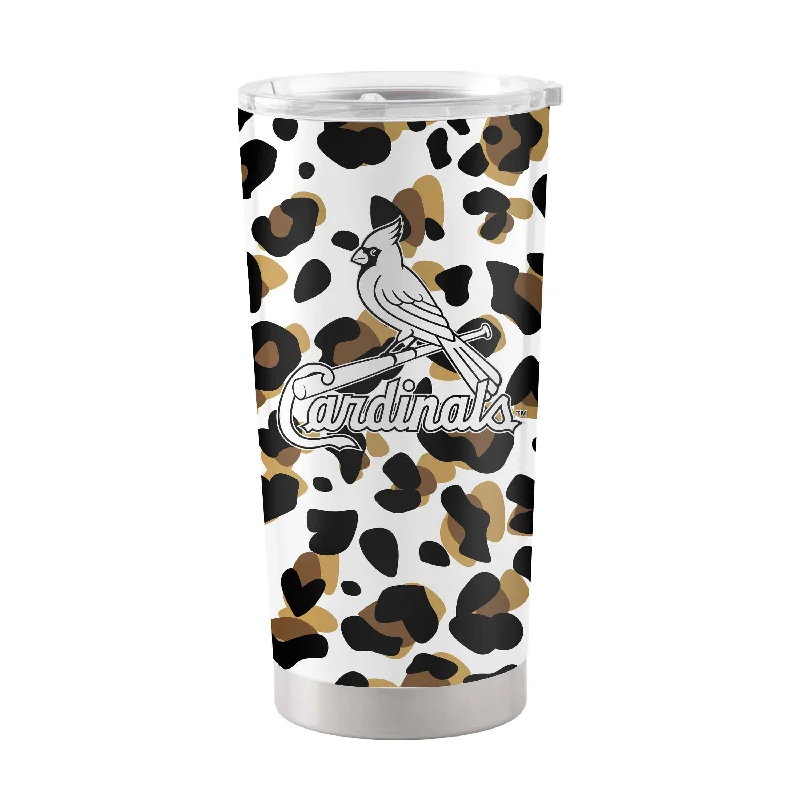 Custom Team Mugs For Business & Company Teams-St Louis Cardinals 20oz Neutral Leopard Stainless Steel Tumbler