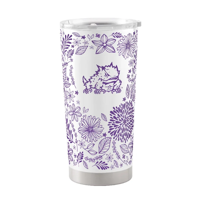 Personalized Team Mugs For Group Events-TCU 20oz Botanical Stainless Steel Tumbler