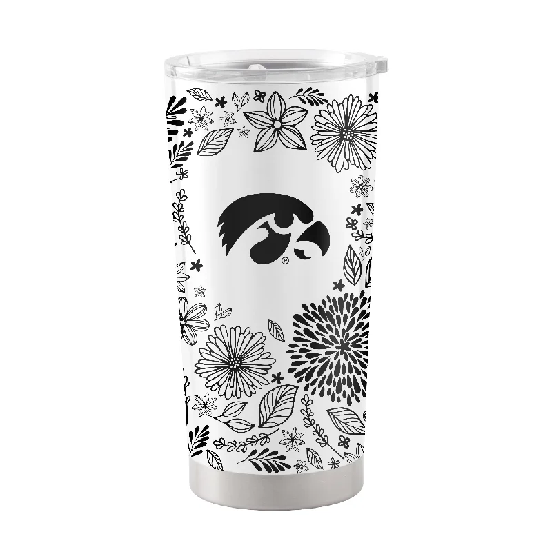 Custom Team Mugs For Charity Supporters-Iowa 20oz Botanical Stainless Steel Tumbler