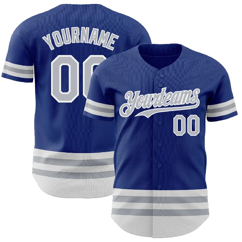 Personalized Baseball Jerseys For Fans-Custom Royal Gray-White Line Authentic Baseball Jersey