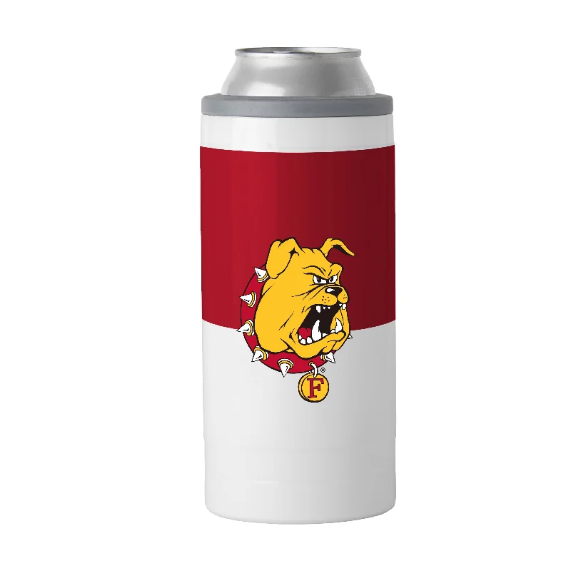 Custom Team Mugs For Sponsorship Opportunities-Ferris State 12oz Colorblock Slim Can Coolie