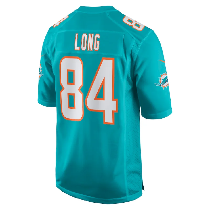 Custom Rugby Jerseys For University Teams-M.Dolphins #84 Hunter Long Aqua Game Jersey Stitched American Football Jerseys