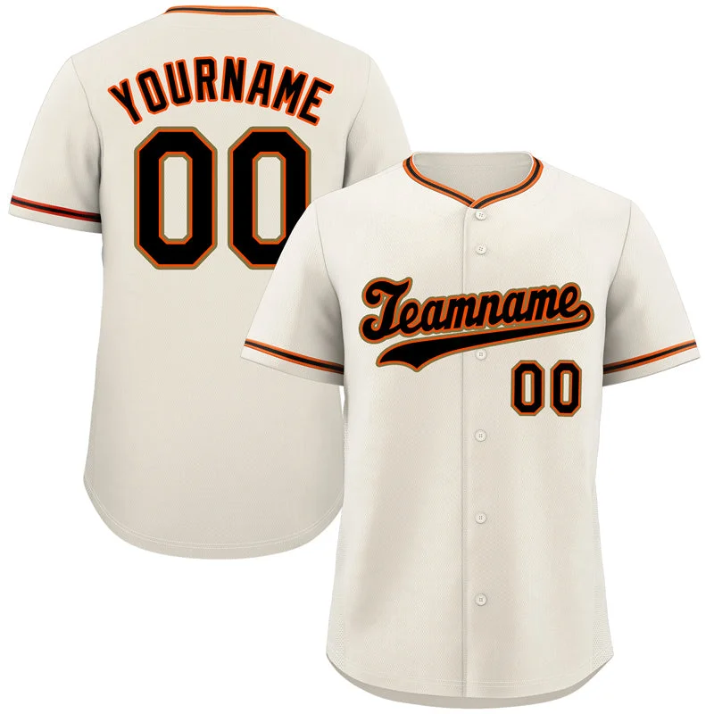 Custom Baseball Jerseys For Fan Bases-Custom Cream Black-Orange Hook Classic Style Authentic Baseball Jersey